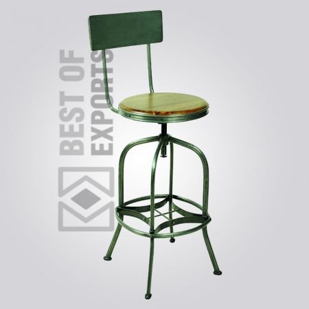 Industrial Adjustable Bar Stool With Back