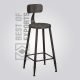 Industrial Iron Bar Stool With Back Support