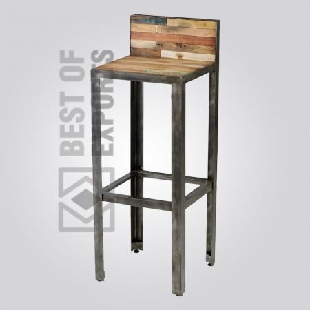 Industrial Bar Stool with Reclaimed Wood
