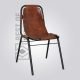 Industrial Side Chair With Leather Seat