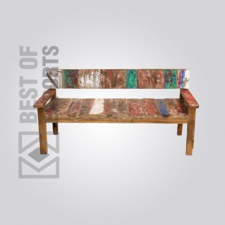 Reclaimed Wood Bench With Back